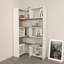 Bibliothèque moderne, blanc et noyer, 64,4 x 59,1 x 8,7 pouces | 100% panneau de particules enduit de mélamine, épaisseur: 0,7 pouce | Solution de rangement élégante pour la maison et le bureau, design durable et élégant-100765582