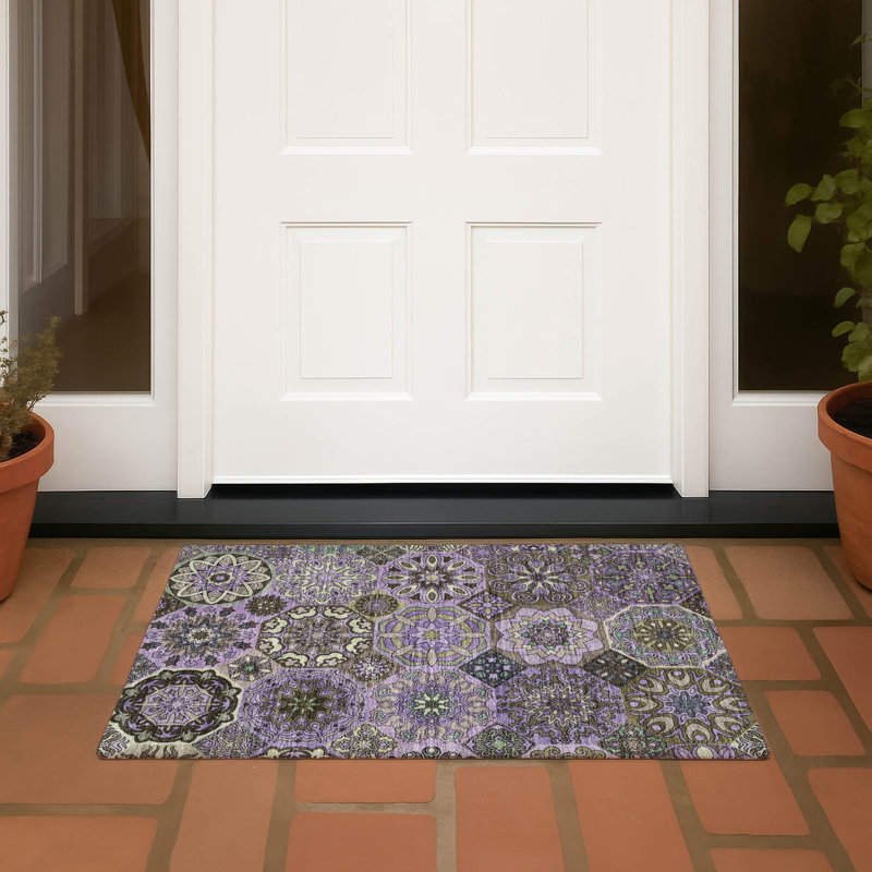Machine Washable Indoor/Outdoor Chantille ACN2729 Americana Rug, 1'8" x 2'6", Purple