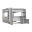 Lit superposé double pleine grandeur avec bureau, bibliothèque et lit gigogne, structure en bois peu encombrante, gris-1458020057