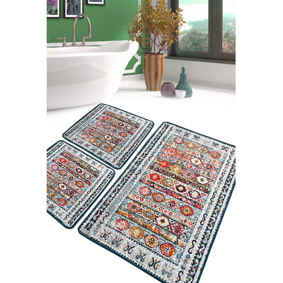 Luxurious Bathmat Set (3 Pieces), Soft Polyester, 23.6 x 39.4 inches (1 Piece) & 19.7 x 23.6 inches (2 Pieces) | Antibacterial, Non-Slip Underside, 20.5 oz/sq ft | Machine Washable & Durable, Perfect for Elegant Bathrooms