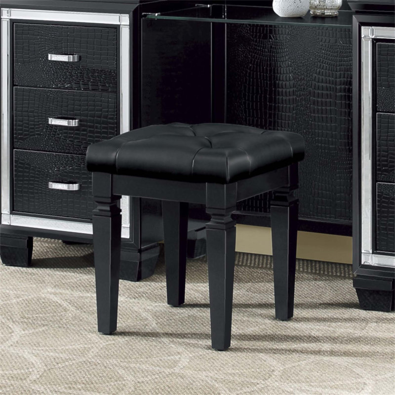 Tabouret de coiffeuse Modern Glam, Noir
