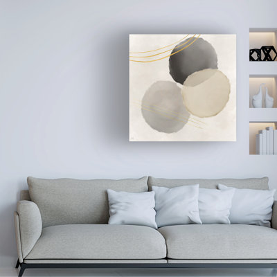 Bolog Line And Brush 3 Circle Goldens 2 Canvas Art