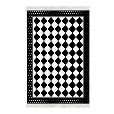Tapis McTurck à carreaux tissé à plat en polyester noir / blanc