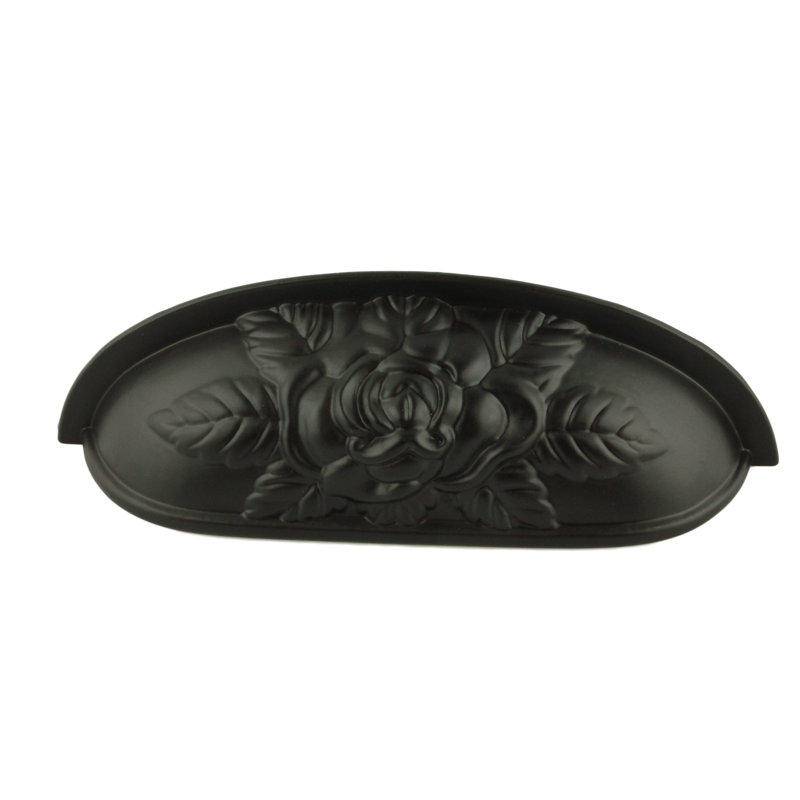 3-3/4" Old Rose Pattern Cup Pull, Venetian Bronze