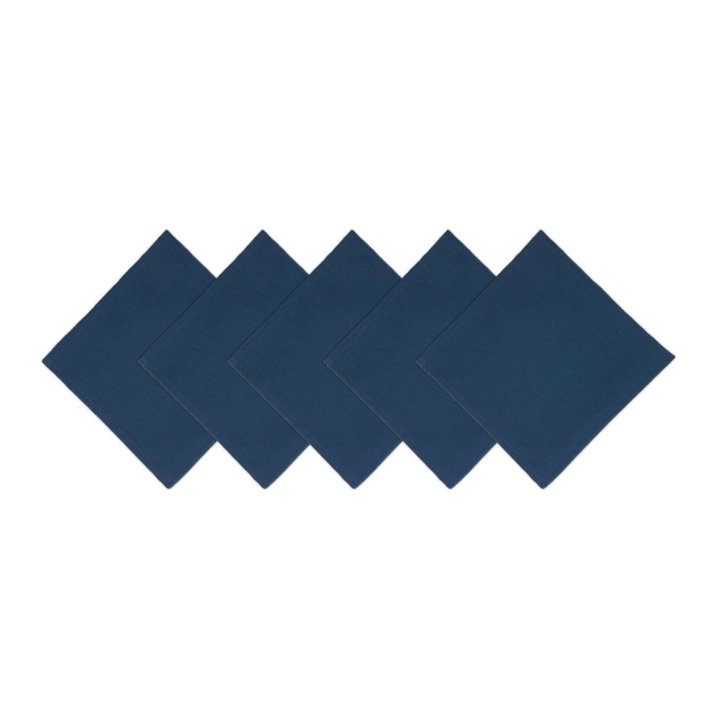 Serviette carrée en polyester, Bleu marine