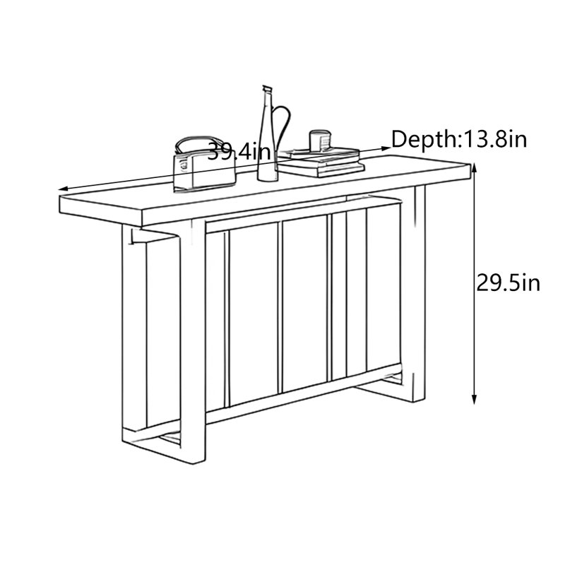 Table d'entrée Mid-Century, H 29,5 po x l 39,4 po x P 13,8 po
