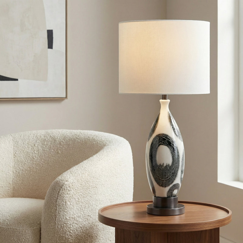 29.5" Metal Table Lamp With White Shade