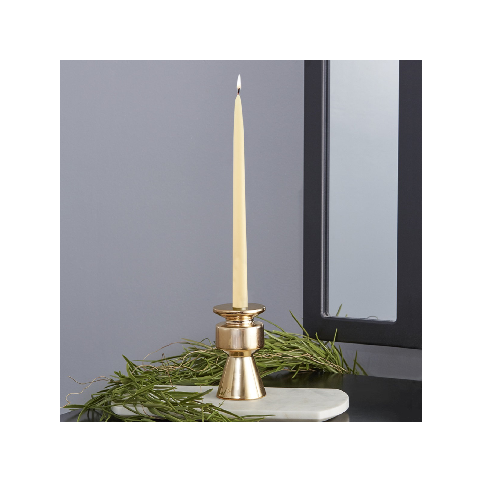 12 Piece Unscented Taper Candle Set, 12" H x 0.88" W x 0.88" D, Buttercream