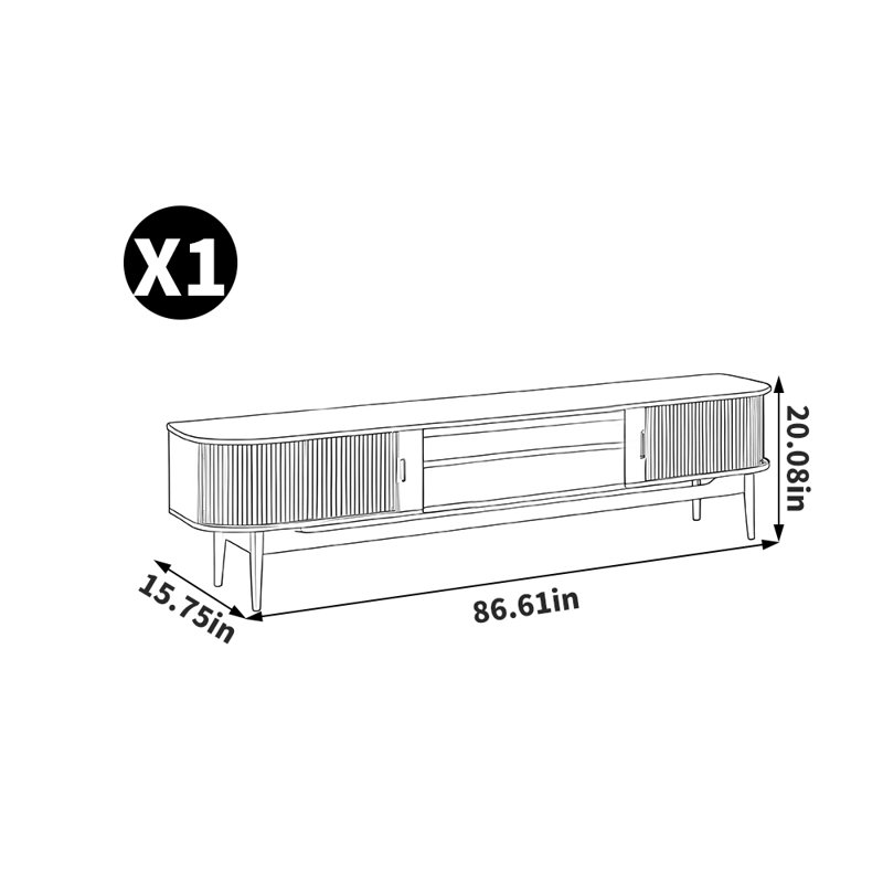 Japanese style solid wood frame TV stand, 86.61"