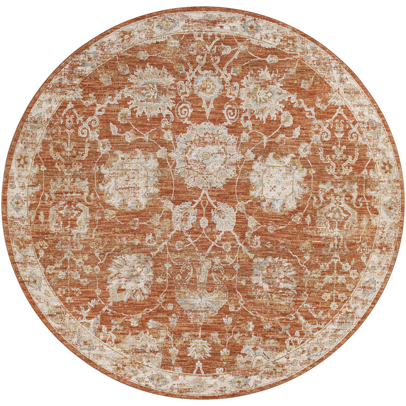 Tapis oriental orange brûlé Conlan, Rond 5 pi