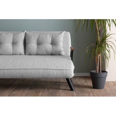 Versatile 2-Seat Sofa-Bed, Grey Teddy Fabric, 52.4 x 52.4 x 16.1 inches | 100% Metal Frame, 14-Level Adjustable Backrest, Easy Convert to Bed | Maximum Weight Capacity: 440 lbs | Stylish Comfort for Living Room & Guest Room