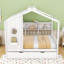 Lit maison avec lit gigogne simple et tablettes de rangement, toit-767297312-767297327