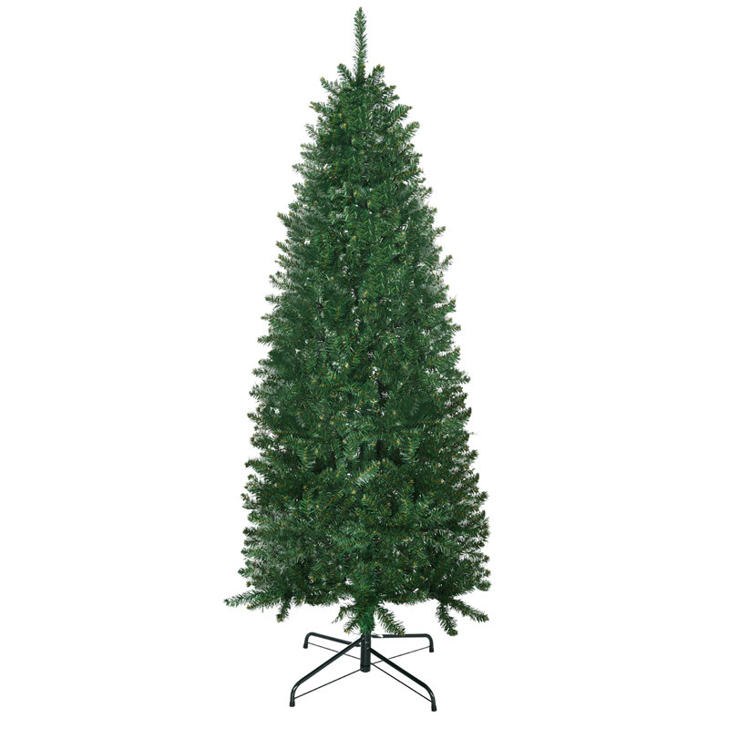 Sapin de Noël artificiel mince de 6 pi de hauteur non éclairé avec branches réalistes et 583 pointes, vert
