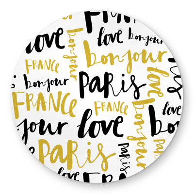 Bonjour Paris Round Outdoor Area Rug | Bedroom Decor Essentials