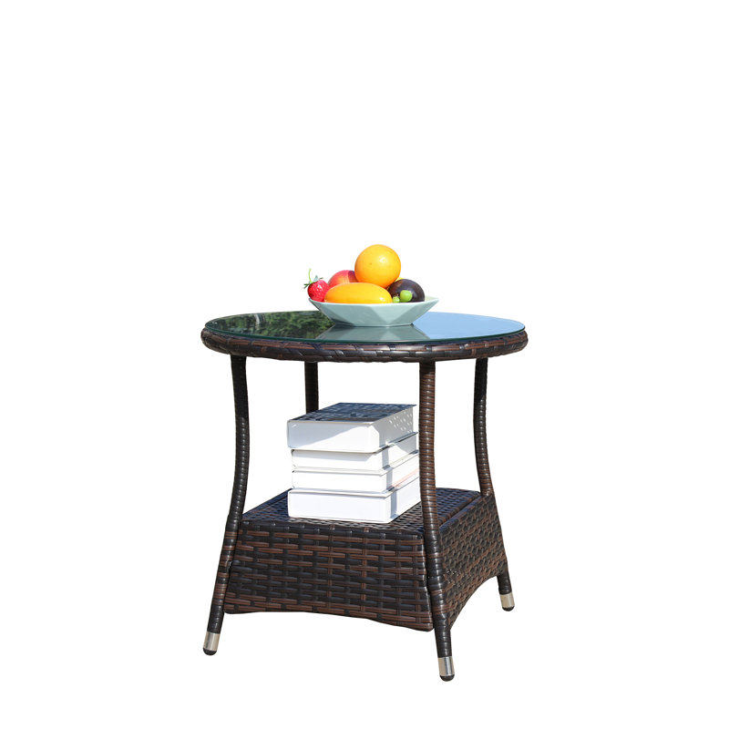 Outdoor Patio Furniture 1 Round Coffee Table With Clear Tempered Glass(Only Including Table)