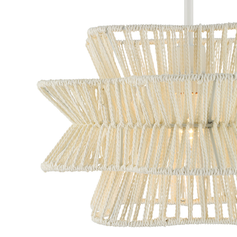 Luminaire suspendu en corde tissée 1 lumière à intensité variable Towne, White