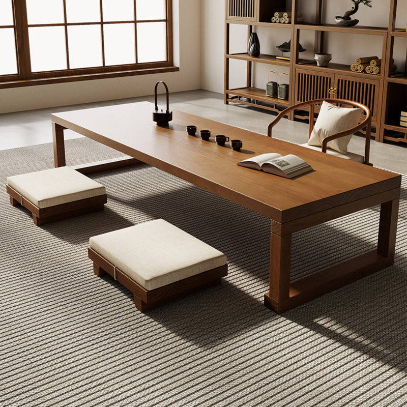 Brown Solid Wood Rectangular Coffee Table, 13.78" H x 47.24" L x 23.62" W
