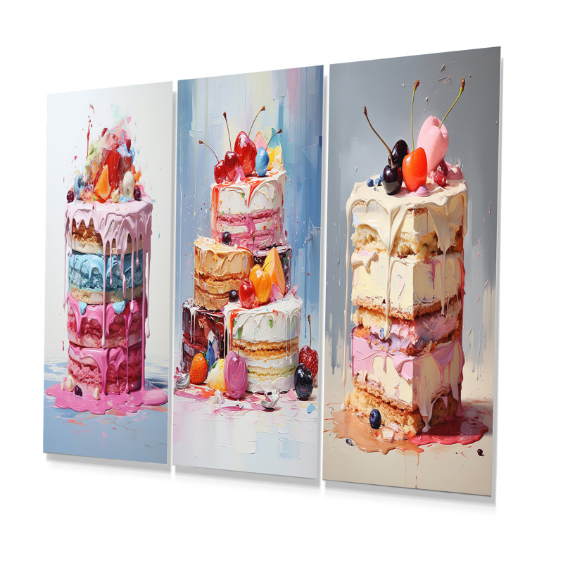 Ensemble de 3 décorations murales Popart Cake Dessert Sugar Rush - Desserts, H 28 po x l 36 po