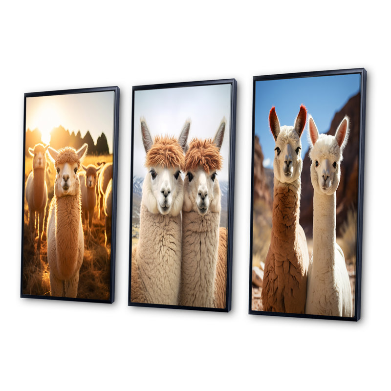 «Alcapas Pastoral Harmony», 3 pièces sur toile, Cadre noir, H 32 po x l 48 po