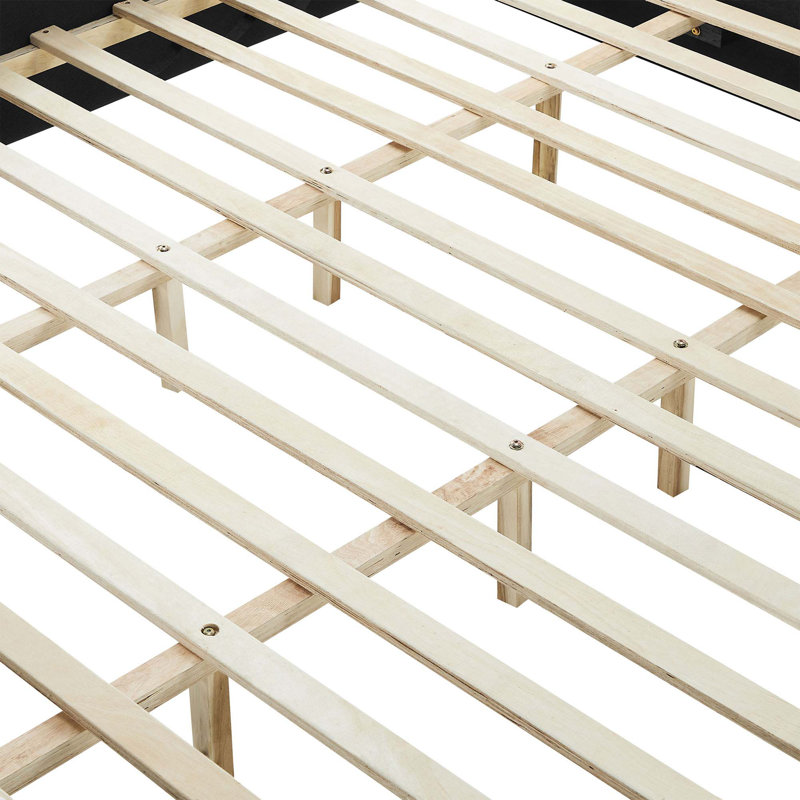 Modern Design Bed Frame Upholstered Queen Bed Frame Platform With Headboard Corduroy Headboard Wooden Slats Support, King