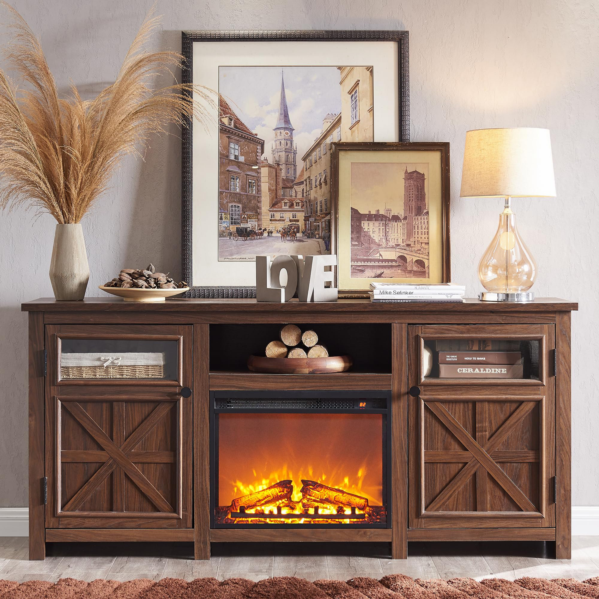 Gracie Oaks Rymann TV Stand for TV up to 78" with 23" Electric