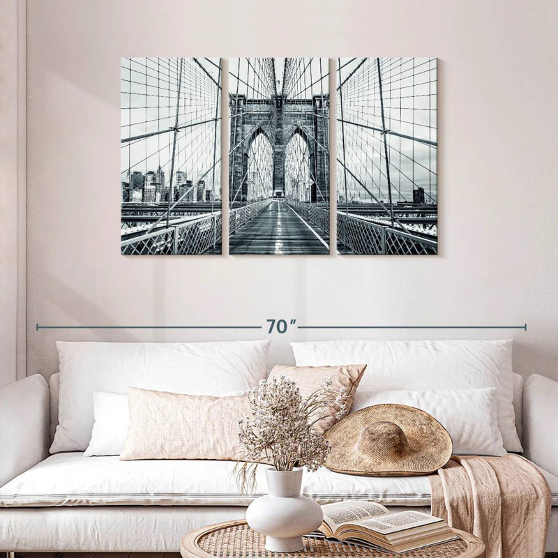 Pont de Brooklyn monochrome, H 28 po x l 45 po