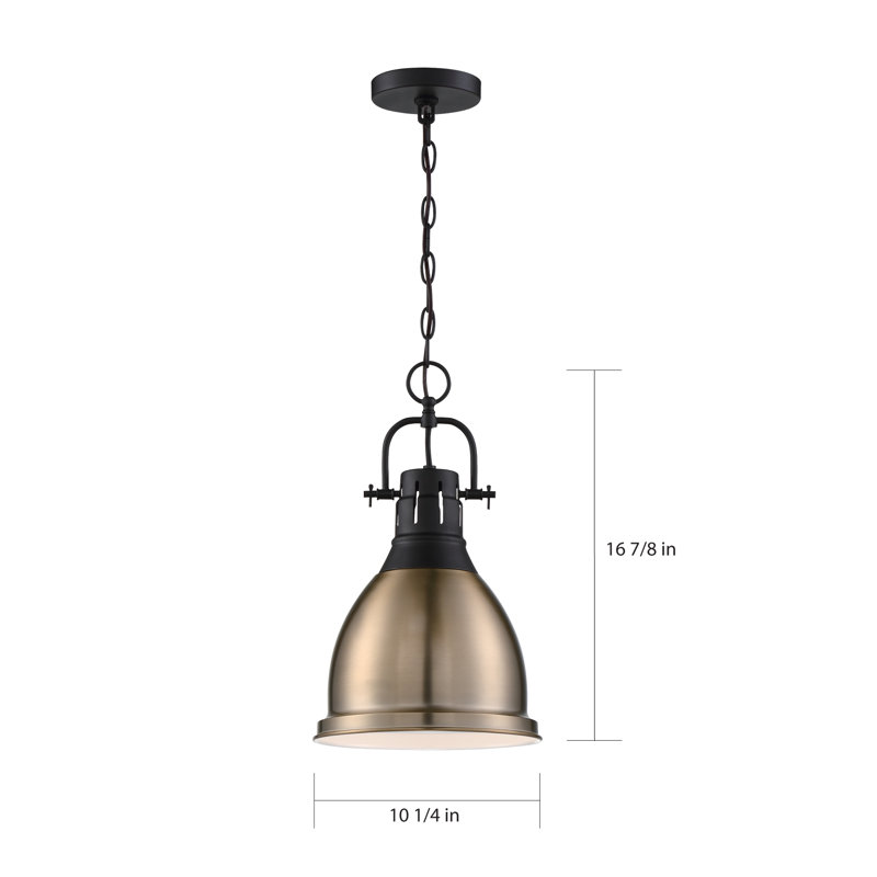Clairview 1 - Light Single Pendant, Matte Black/Burnished Brass