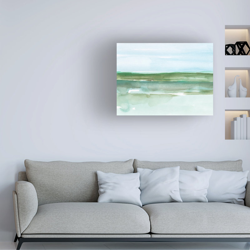 «Serene Aqua I», peinture sur toile, H 24 po x l 32 po x P 2 po