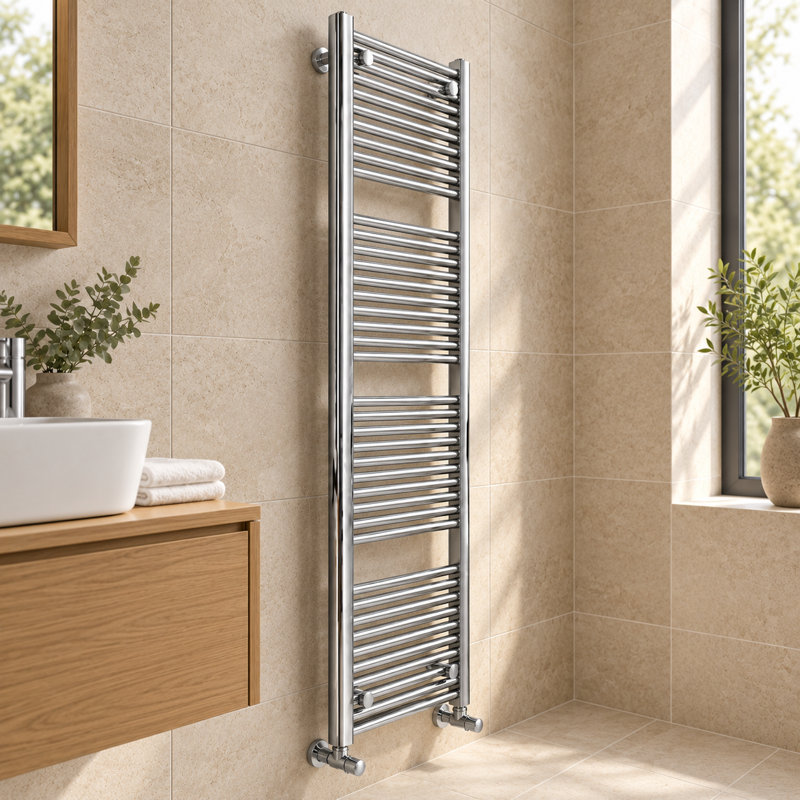 Straight Towel Rail Heated Towel Rails, 180cm H x 40cm W x 3cm D, Chrome