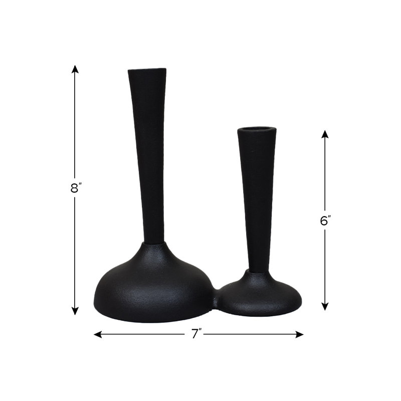 Bougeoir de table en aluminium, Noir, H 15 po x l 14 po x P 24 po
