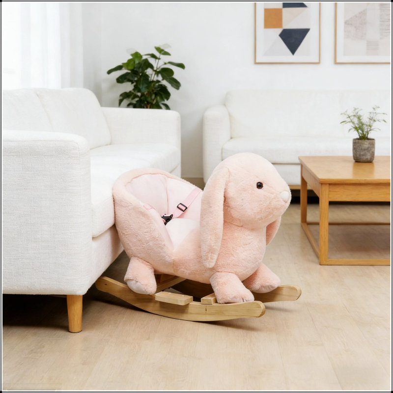 Lapin à bascule, cheval à bascule en bois pour enfants avec effets sonores réalistes et jeu interactif