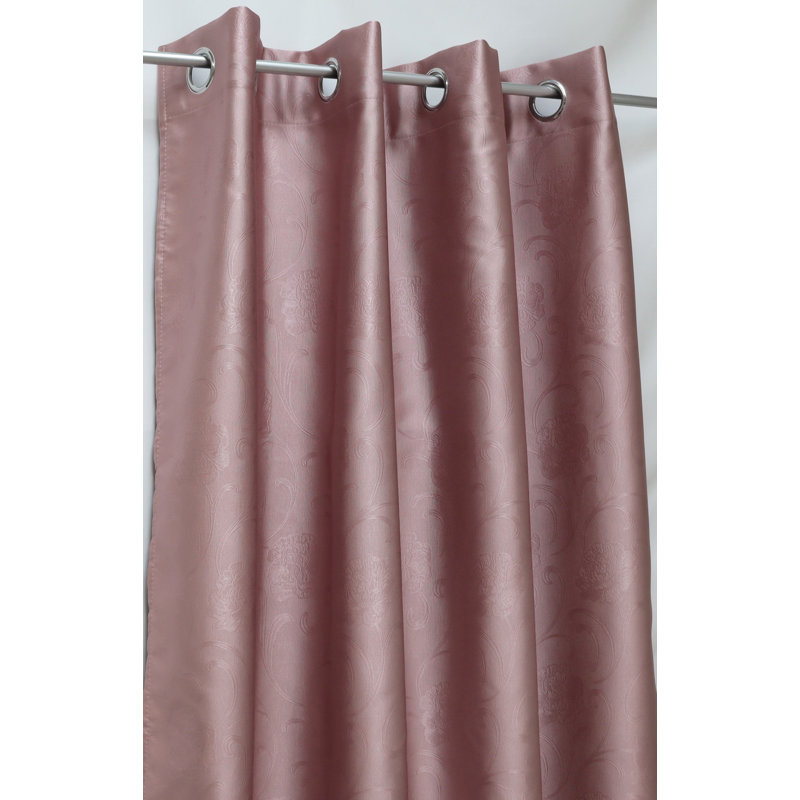 Panneau floral anneaux occultant - rose, L 54 po x L 84 po