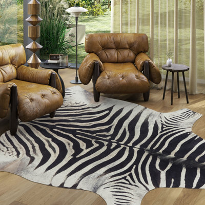 Tapis moderne antidérapant à motif zébré irrégulier pour l'intérieur, idéal pour le bureau, le salon et la chambre à coucher