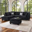 Canapé modulaire réversible en cuir reconstitué 3 pièces avec repose-pieds et clous décoratifs-68464340