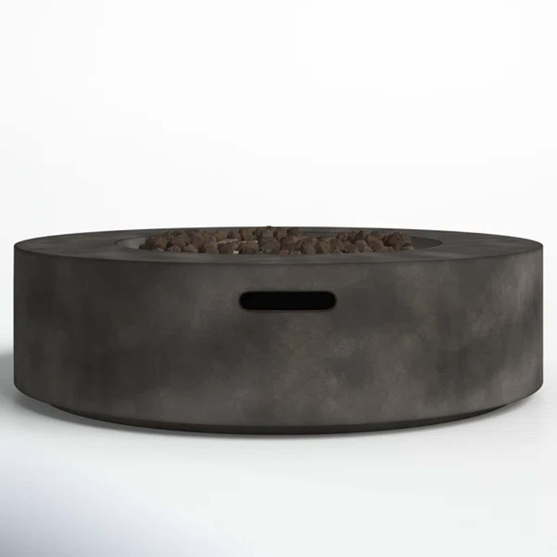 Fibre Reinforced Concrete Outdoor Fire Pit Table, Black/Grey