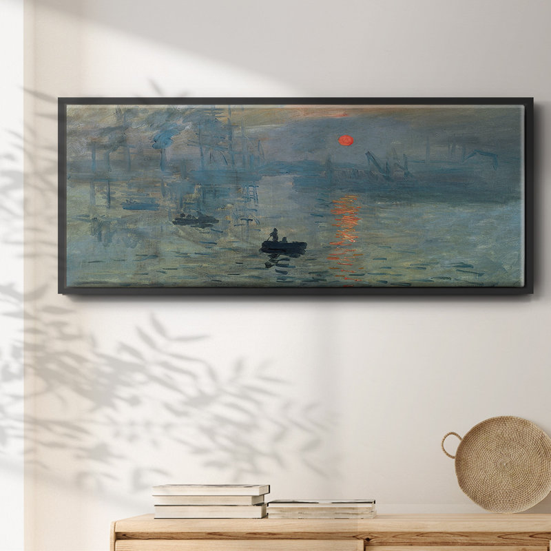 Lever de soleil, H 8 po x l 20 po x P 1,5 po, Toile argentée avec cadre flottant