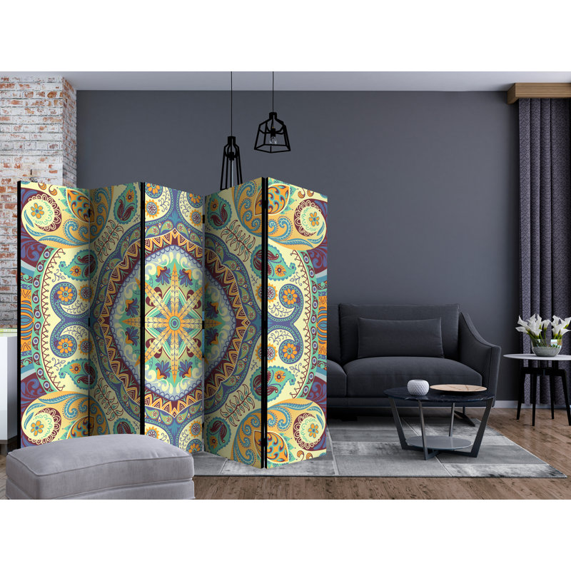 Gaudreau 225 cm W x 172 cm H 5 - Panel Solid Wood Folding Room Divider