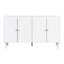 Buffet moderne de 58 pouces de large avec portes à motif ondulé, armoire de rangement de 32 po de hauteur avec tablettes réglables et poignées en métal, blanc-427520446