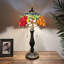 Bernhilde Tiffany Table Lamp Red Orange Stained Glass Rose Flowers LED Bulbs Included H22"