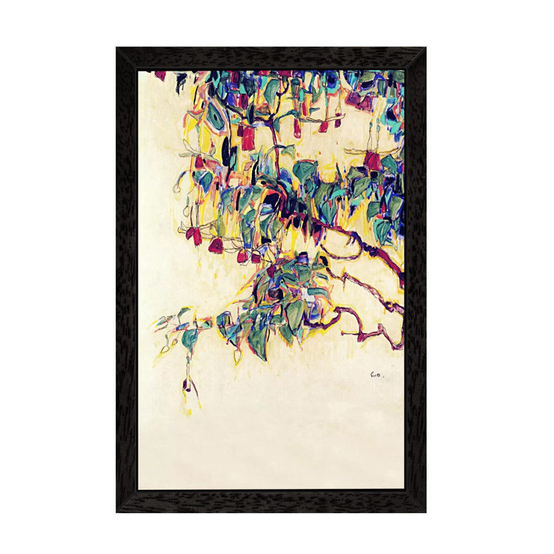Sun Tree by Egon Schiele - Painting on Canvas, 66.04 cm H x 45.72 cm W x 1.91 cm D, Black Framed