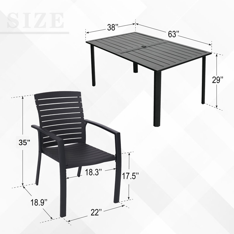 6 - Person Patio Dining Set With 63" Rectangular Table