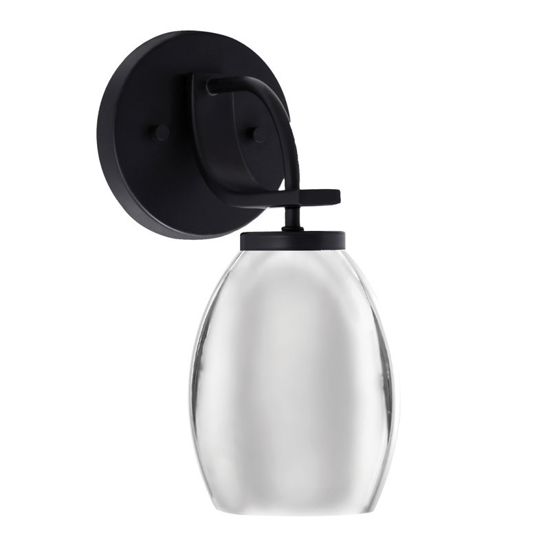 Applique murale Cavella au fini noir mat avec abat-jour ovale en métal de 5 po, Transparent