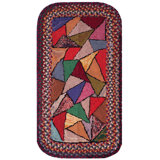 Small Antique 1920s Bold Colorful Geometric Art Deco Pattern American Hooked Rug
