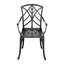 Chaise d'extérieur avec 2 chaises bistro et salle à manger Witherbee, structure en aluminium coulé, pour le jardin, noir avec bordure peinte en or