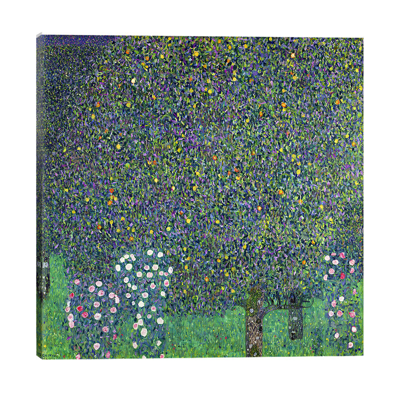 Roses Under The Trees, C.1905 by Gustav Klimt - Painting on Canvas, No Frame, 45.72 cm H x 45.72 cm W x 1.91 cm D