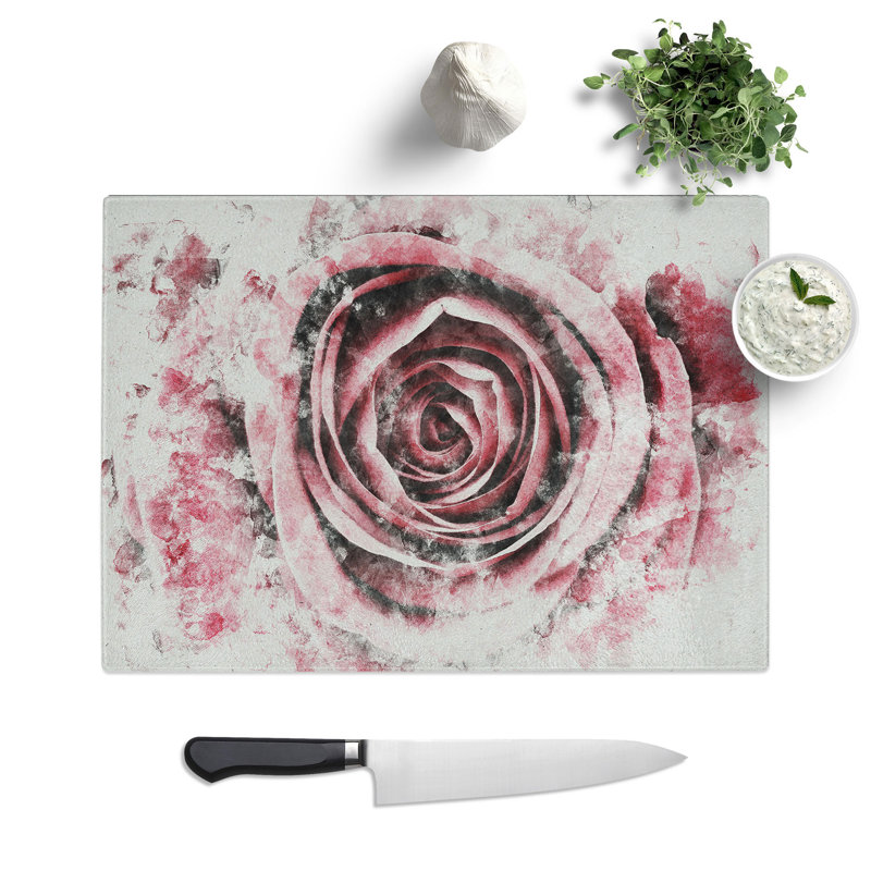 Rose Flower Vol.2 Watercolour Chopping Board, 0.4cm H x 20cm W x 28.5cm L