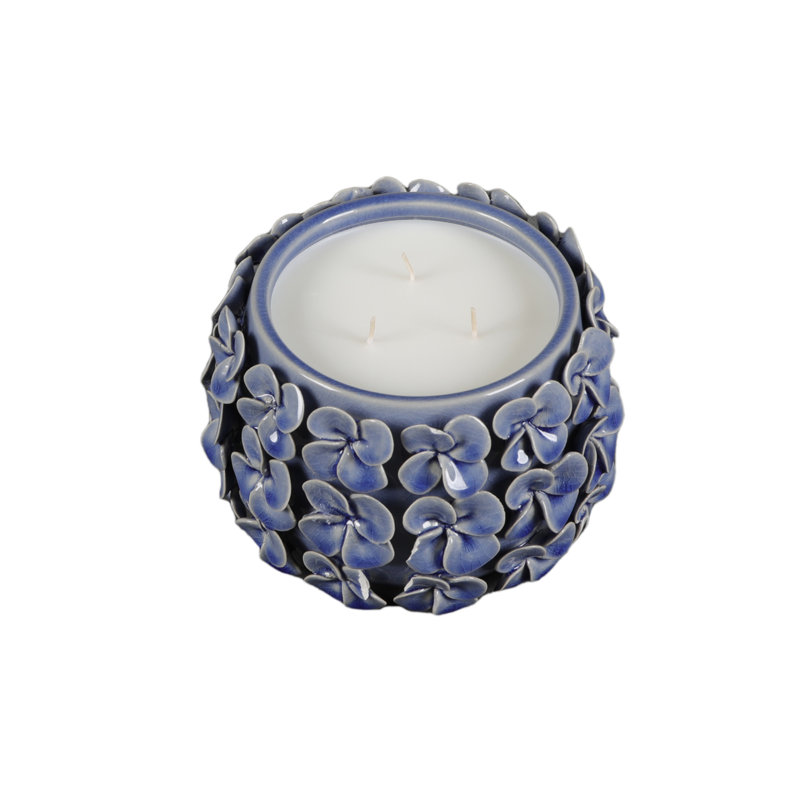 Bougie florale en céramique 6,88 po 3D - Ocean Air 27 oz