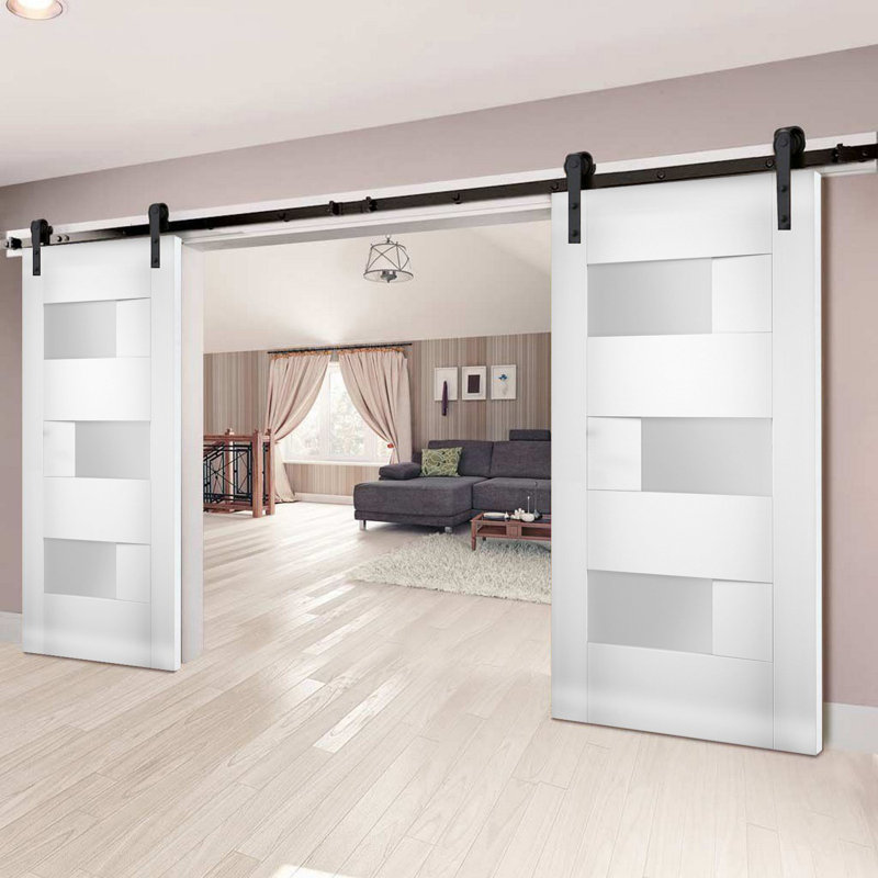 Dalle de porte blanche standard en verre givré Sete, 18 po x 80 po