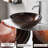 17" Red Textured Tempered Glass Round Vessel Bathroom Sink
