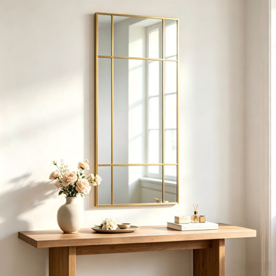 Metal Rectangle Mirror with Hooks